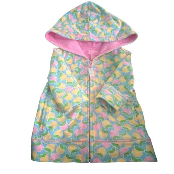 Lilly Pulitzer, Toddler Girls Zip Hoodie Jacket, Citrus Print & Light Blue, 2T - Picture 2 of 15